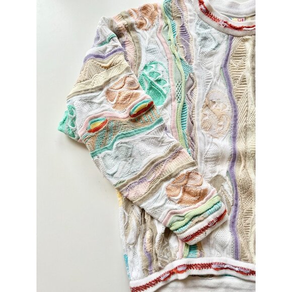 Vintage 90's COOGI White Pastel Easter Egg Cotton Knit Sweater, Size S - Picture 5 of 12